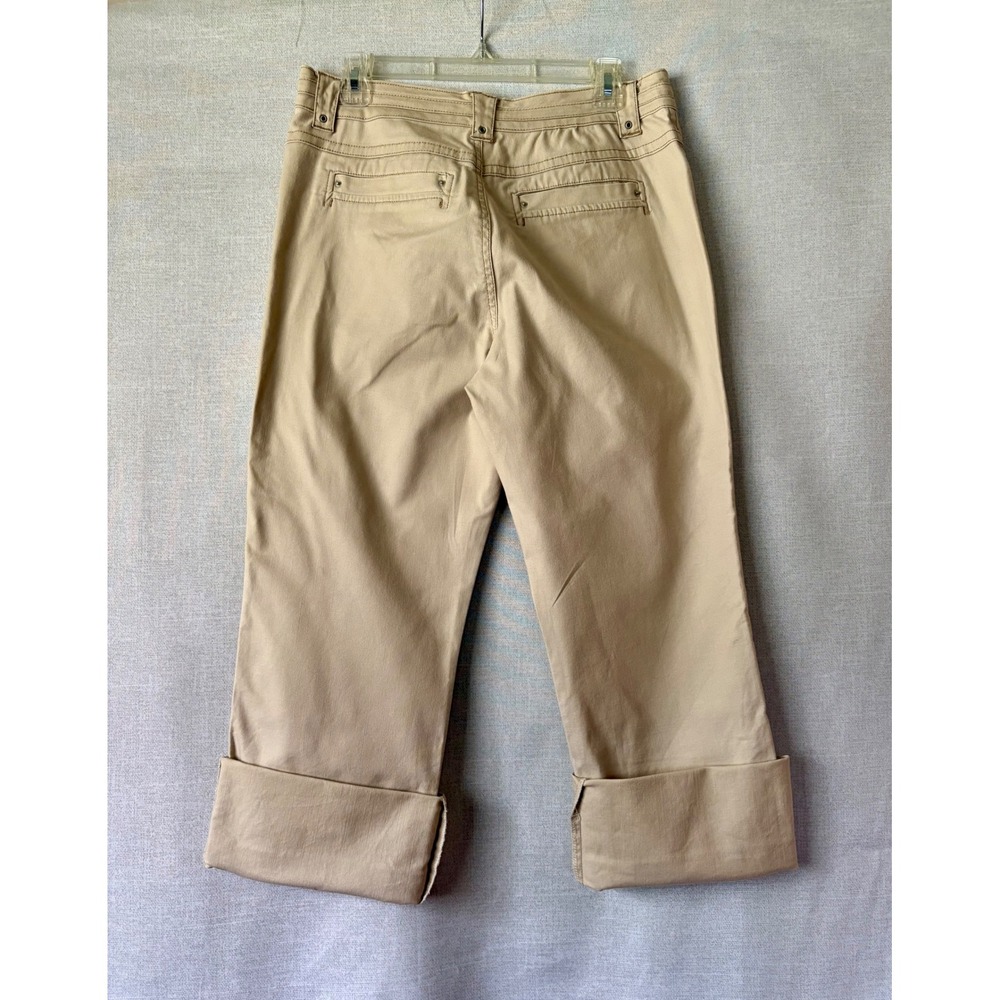 Gloria Vanderbilt Khaki Cuffed Capri Pants Womens Size 10 Beige Cotton Stretch